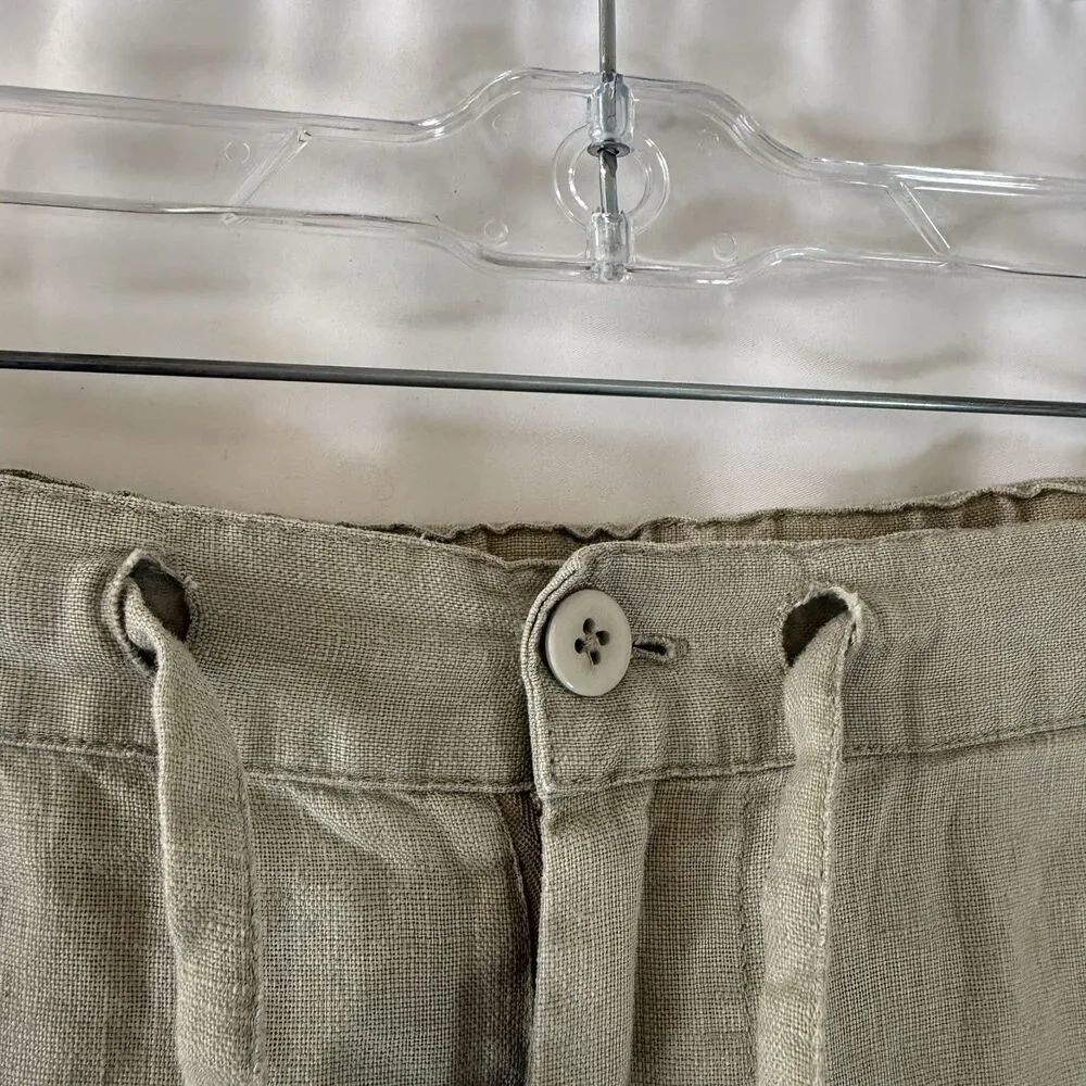 Island Republic 100% Linen Pants Men's 38x32 Beige Drawstring Flat Front